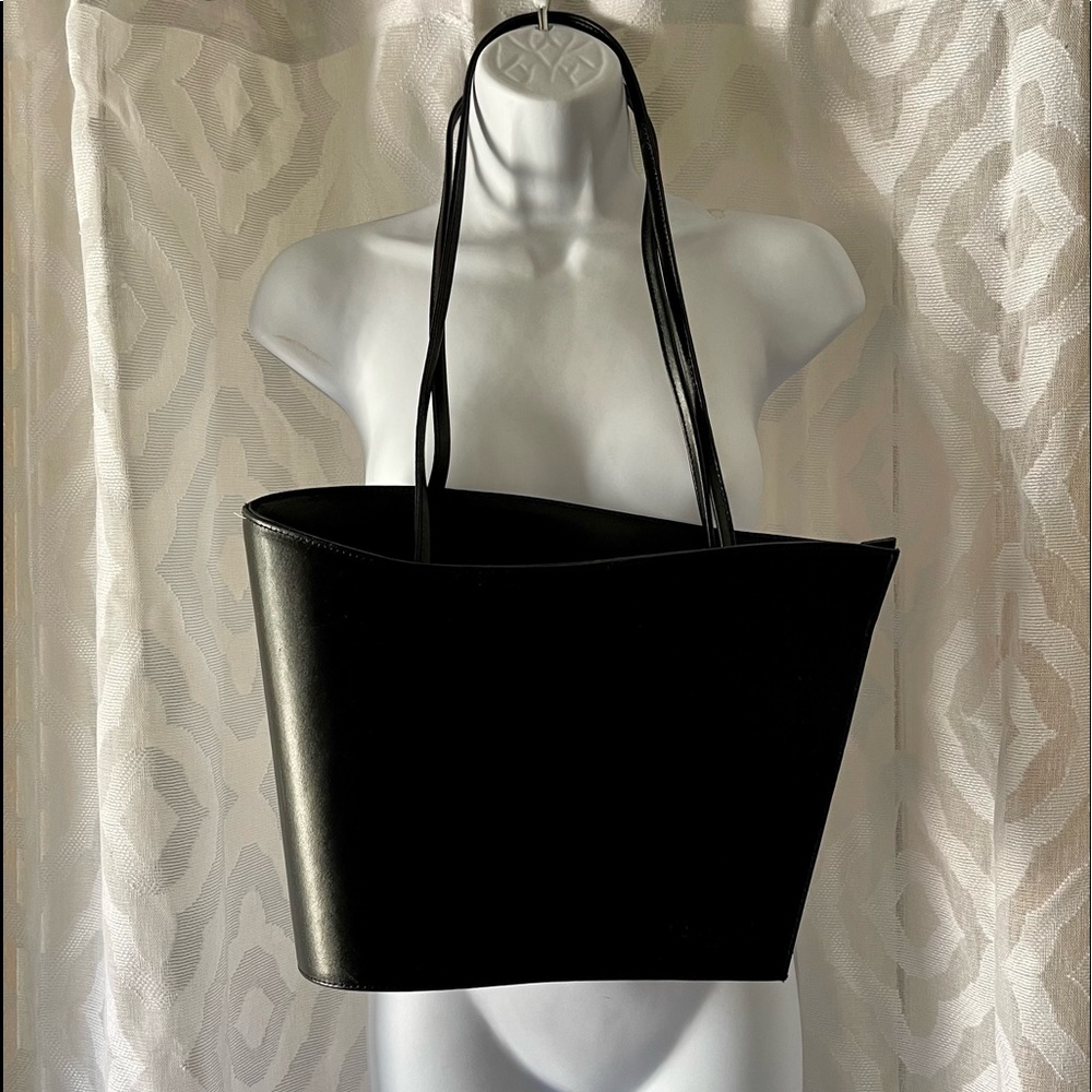 Cleo and Patek black leather shoulder bag